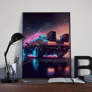 Back to the Future DeLorean Time Machine Printable Poster for Home Decor