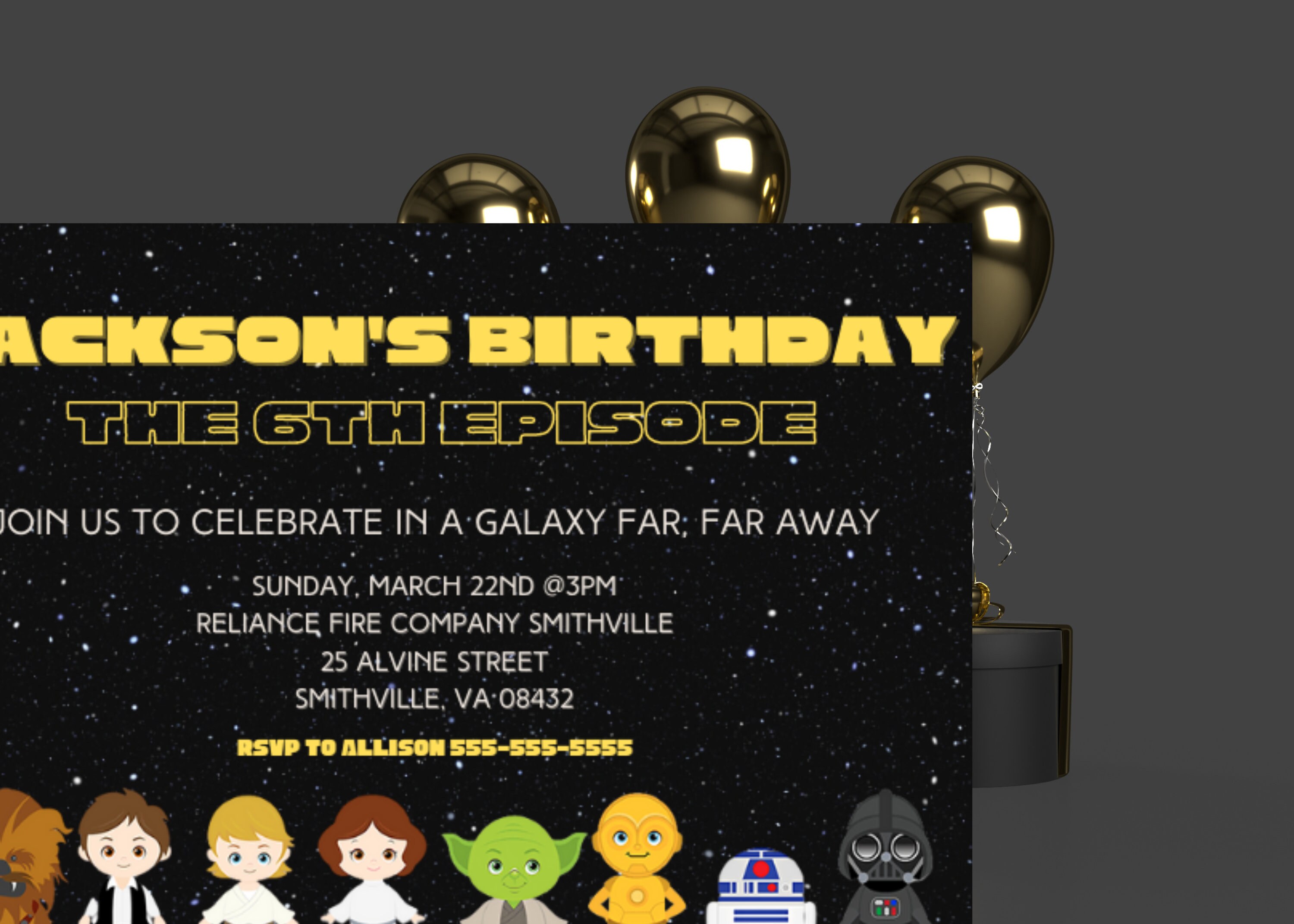 Star Wars Birthday Invitation, Star Wars Birthday Party, Star Wars