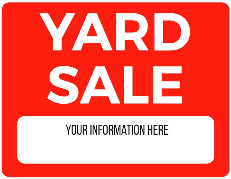 Editable for Sale Sign Template, Digital Download Yard Sale Sign ...