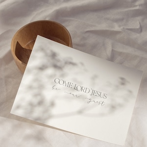 Viens, Seigneur Jésus, sois notre invité. Bel art mural chrétien. Art de prière de table minimaliste pour votre salle à manger. Cadeaux inspirants pour elle.