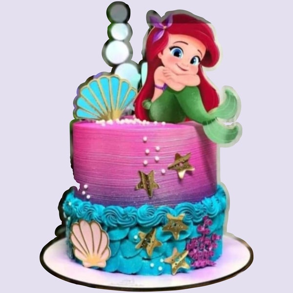 Printable Baby Mermaid Ariel Cake Topper, Little Mermaid Caketopper, LITTLE MERMAID, LITTEL MERMAID instant download