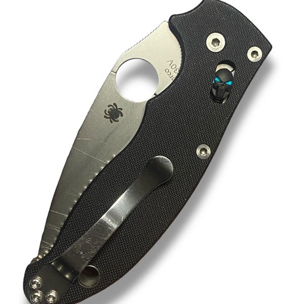 Schwarzer Kugelkäfig aus Polymer PUNISHER (phosphor-aufrüstbar) für Spyderco Manix, Manix XL, Manix Lightweight, P'KAL + Keramikkugeln + Feder