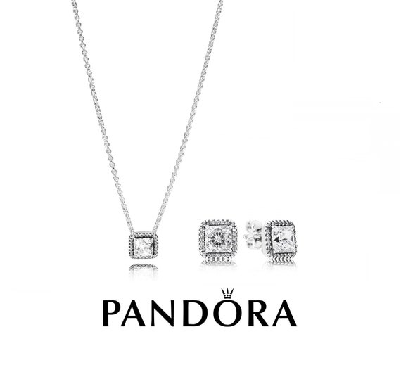 Pandora Era Lab-grown Diamond Pendant Necklace and Earring Set, 14 K White  Gold, 2.00 carat TW