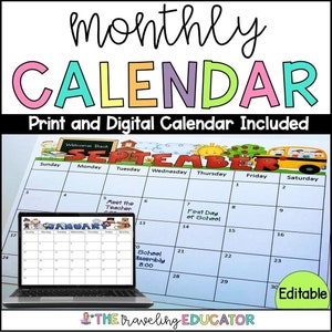 Editable Monthly Calendar