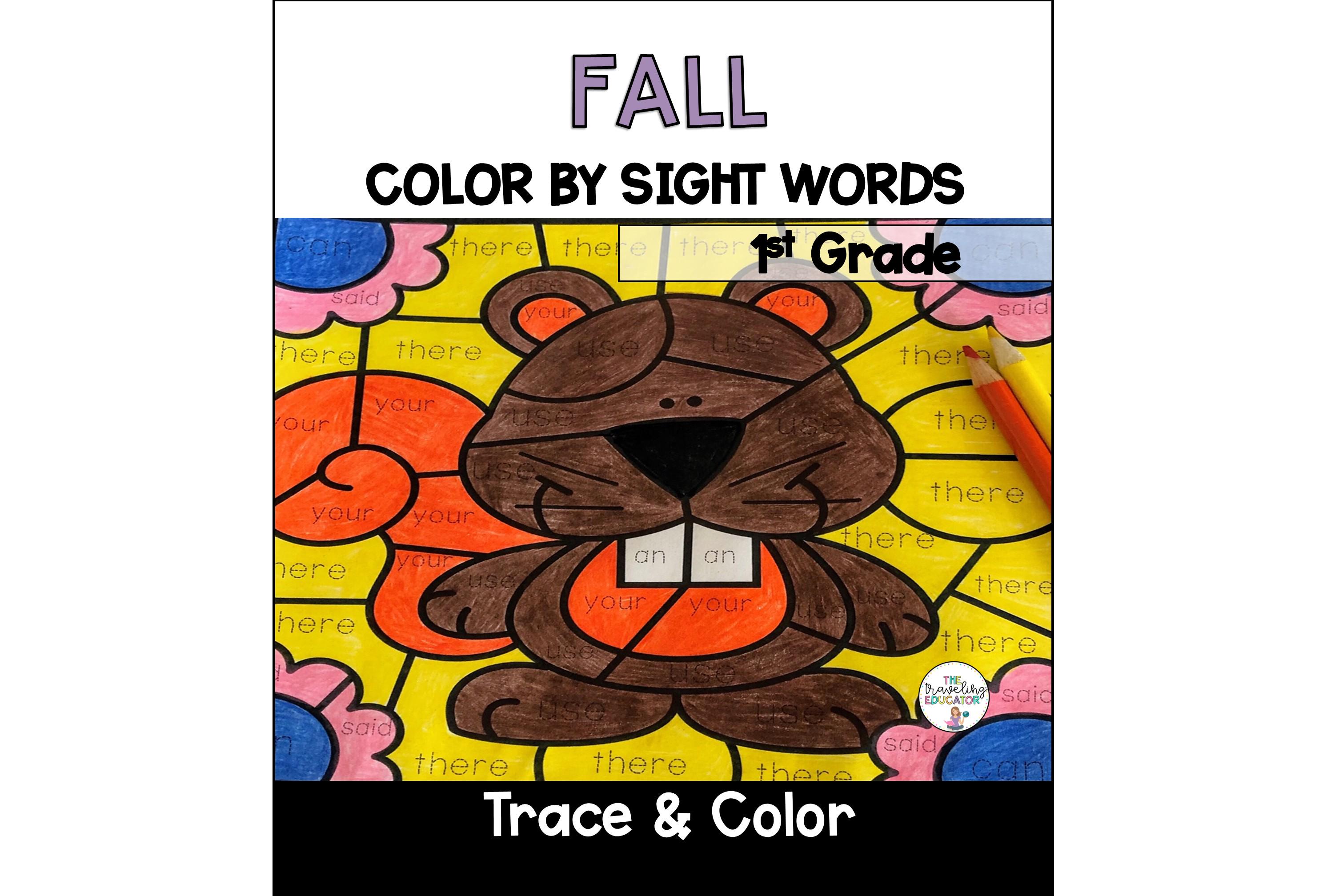 Fall Coloring Pages for Kids | Color by Sight Words for 1st Grade ...