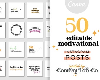 Modelli di post Instagram motivazionali - Modelli Canva - Citazioni per Instagram - Instagram creativo - Disegni Canva - Download digitale