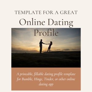 Online dating profile template printable / Dating bio fillable / Dating advice / Dating workbook / Relationship guide / Bumble Hinge Tinder