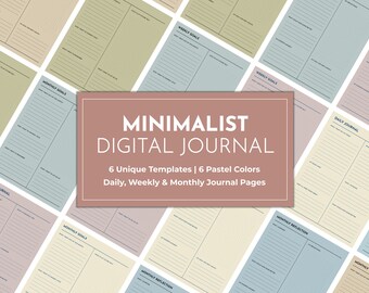 Minimalist Pastel Digital Journal for GoodNotes and Notability | Daily, weekly and monthly digital journal pages