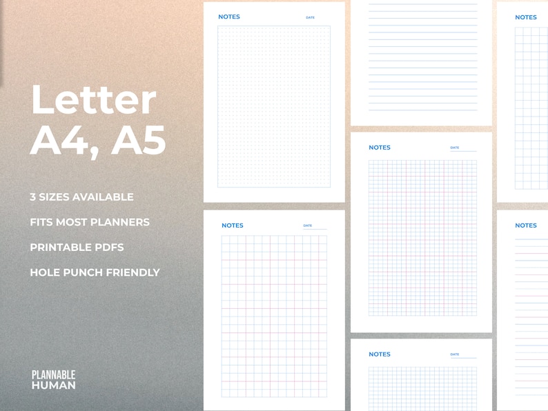 Minimalist Note Taking Templates | Printable Grid, Lined, Dot Grid ...