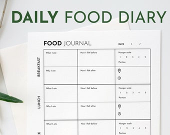 Daily Food Journal: Printable Mindful Eating Diary in 8.5" x 11"