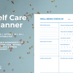 Self Care Wellness Journal | Mental Health Bundle | Goal Planning | Anxiety Management Worksheet| Printable Planner Inserts | Letter, A4, A5