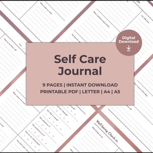 Planificador de bienestar / Paquete de cuidado personal / Carta en blanco y negro, A4, A5 / Hoja de trabajo de manejo de la ansiedad / Inserciones de planificador imprimibles