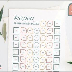 10,000 Savings Challenge - 52 Week & 100 Day Challenges- Letter Size, A6 and 3x6&quot; Printable PDF | Use on iPad for GoodNotes