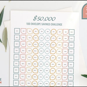 50,000 Savings Challenge Printable PDF - Minimalist Design for Financial Goals