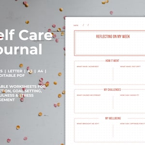Self Care Journal & Mental Health Bundle | Goal Planning | Anxiety / Stress Management Worksheet| Printable Planner Inserts | Letter, A4, A5