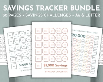 Savings Challenge Bundle | A6 & Letter Size | Monthly, 26-Week, 52-Week, 100 Envelope Printable PDFs