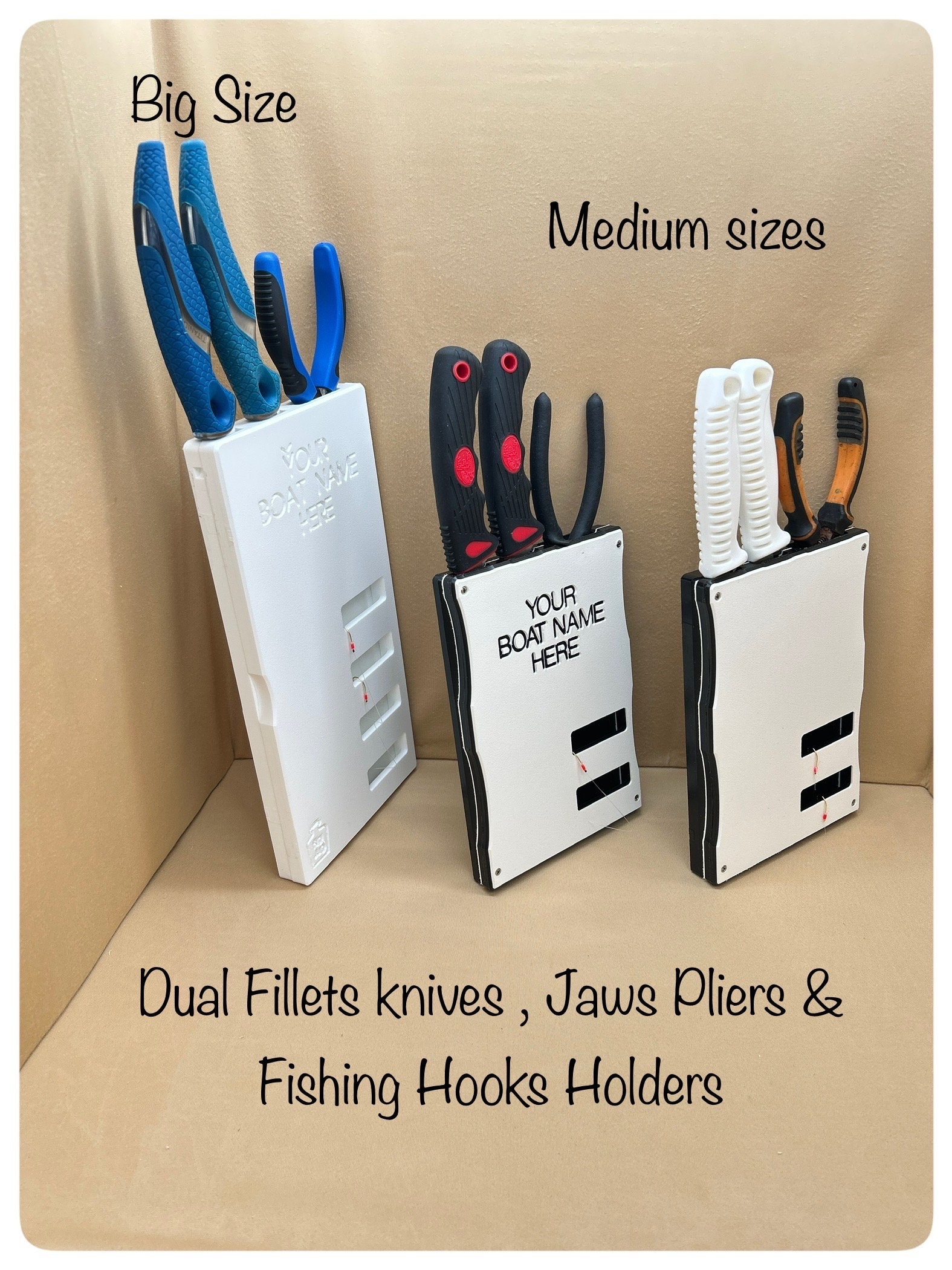 2 Fillets Knives Holder, Pliers & Fishing Hooks Holders Starboard Marine  Case Mounted. -  Canada