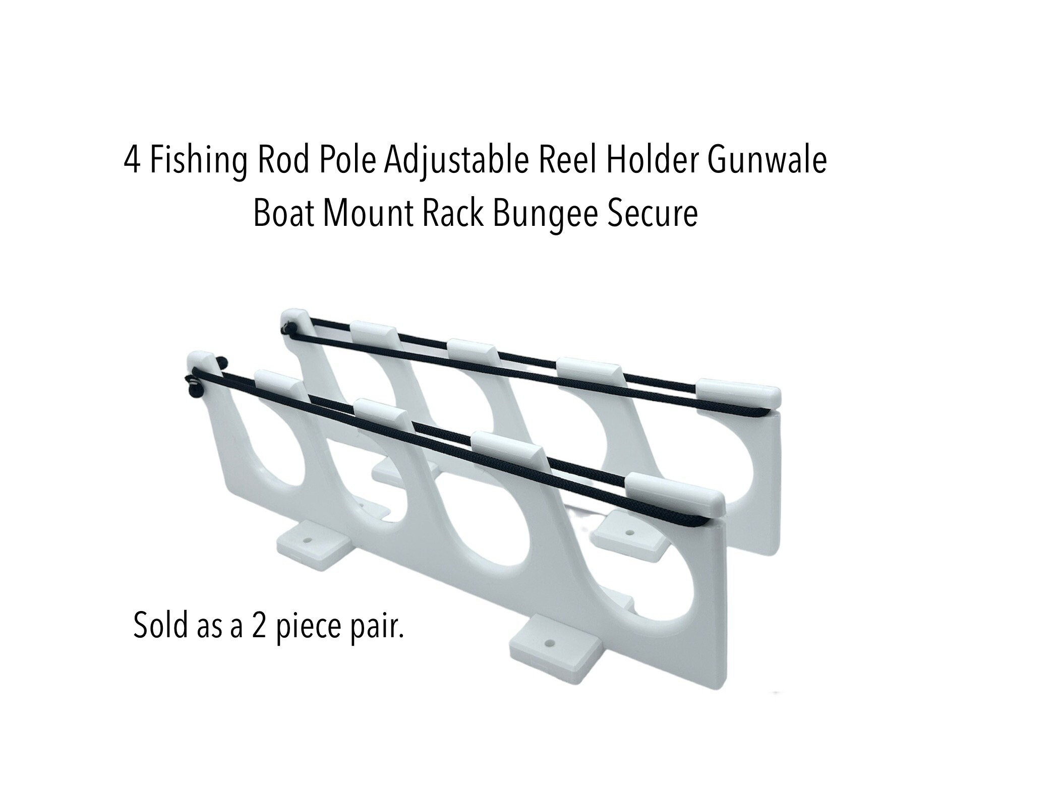 4 Fishing Rod Pole Adjustable Reel Holder Gunwale Boat Mount Rack Bungee Secure Etsy
