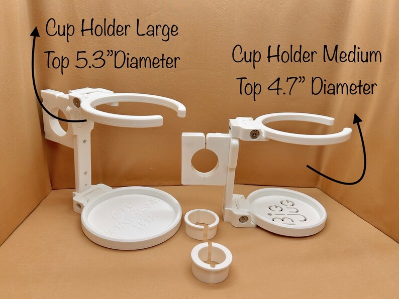 Cup Holder Starboard Horizontal Rail Mounted Folding in Small, Medium