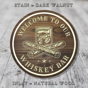 Enseigne de bar à whisky personnalisée | Bois sculpté | Différentes options de taille et de couleur