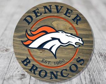 Denver Broncos Sign | Carved Wood | Various Size & Color Options