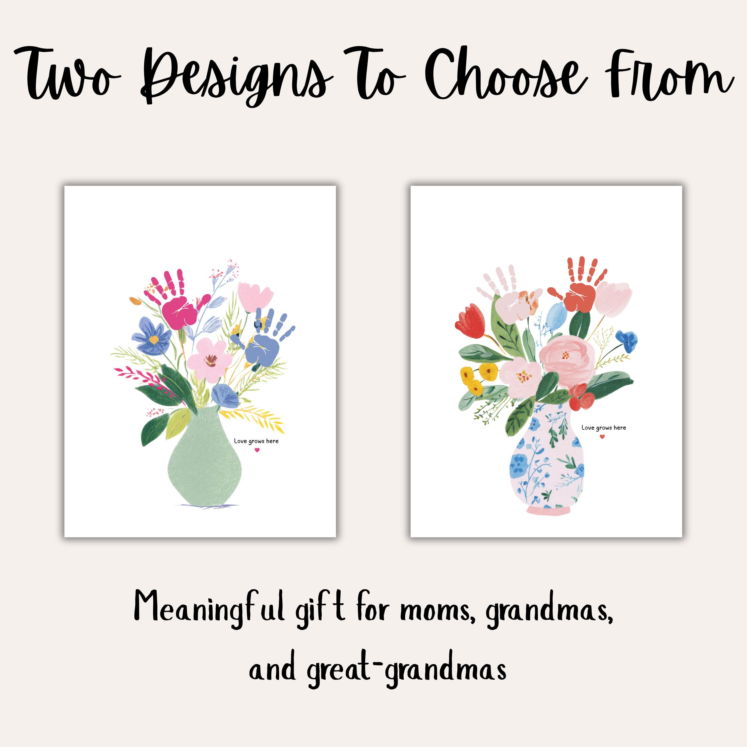 Love Grows Here Flower Handprint Craft Art, Mothers Day Gift From Kids ...