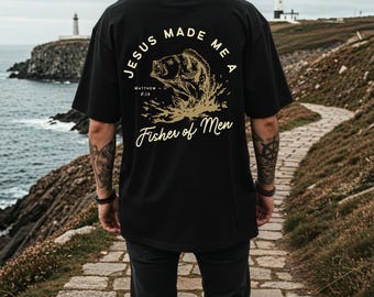 Christian fishing shirt, Fisher of men shirt, Christian dad shirt, Religious gifts for dad, christian merch men, Jesus shirt, bible verse t