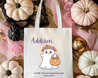 Personalized trick or treat bag, Personalized Halloween tote bag, Personalized Halloween candy bag, Kids Halloween candy bag, Halloween gift