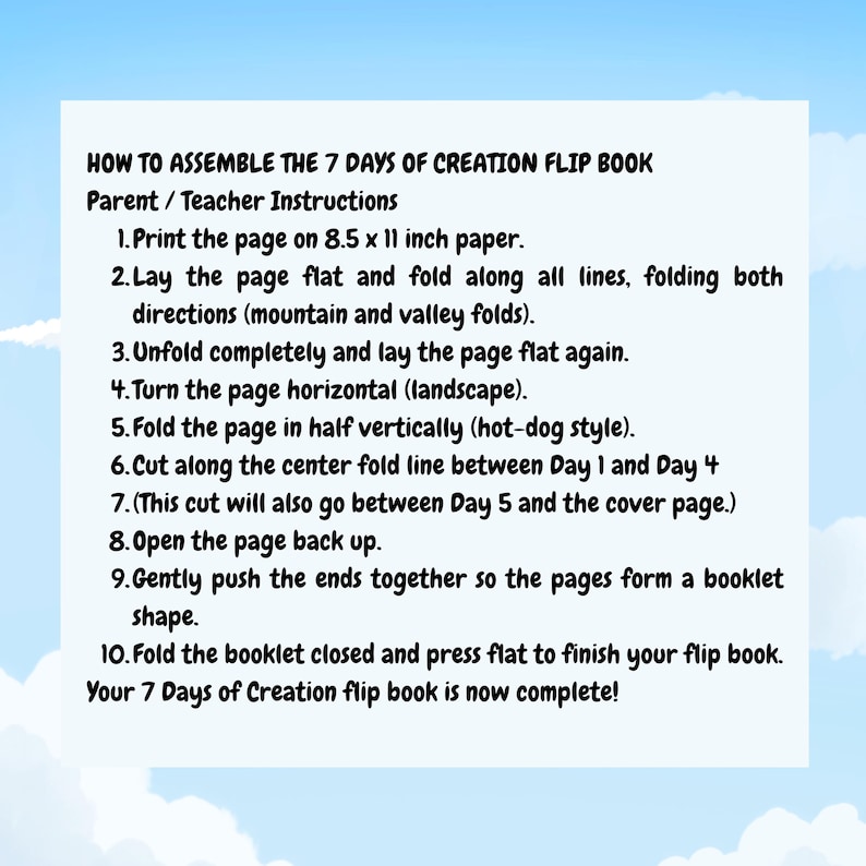 7 Days of Creation Flip Book Craft for Kids, Christian Bible Printable ...