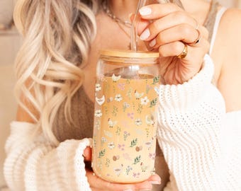 Taza de cristal con forma de pollo, taza de café helado con diseño floral, taza de la loca gallina, regalos para amantes de los pollos, regalo para dueños de pollos, taza de granjero, taza de pollo
