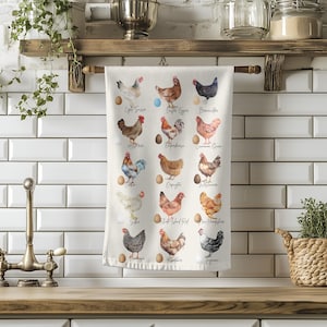 Chicken tea towel, chicken dish towel, chicken kitchen towel, chicken hand towel, farmhouse dish towel, chicken towel, kitchen hen towel