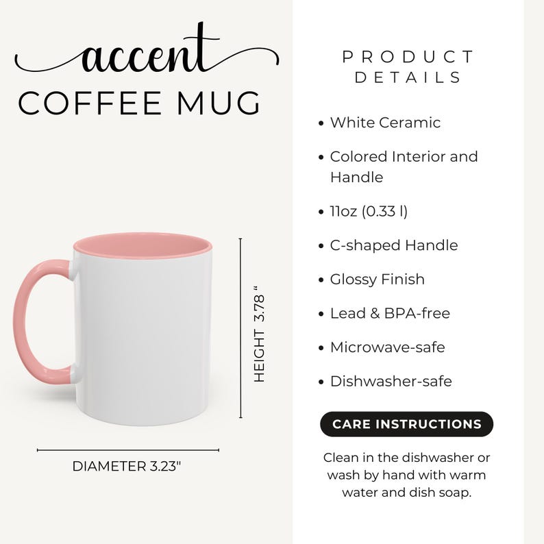 Puede incluir: Taza de caf&eacute; de cer&aacute;mica blanca con interior y asa rosas. La taza mide 9,6 cm de alto y 8,2 cm de di&aacute;metro. Cuenta con un asa en forma de C y un acabado brillante. Apta para microondas y lavavajillas.