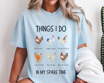 Kycklingälskare-t-shirt, rolig kyckling-t-shirt, kycklingmamma-present, galen kycklingdame, bondflicka-t-shirt, kyckling-t-shirt, kycklingmamma, kyckling