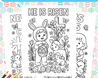 15 Easter Coloring Pages for Kids, Christian Easter Printable, Sunday School Activity, Jesus Coloring, Easter Activity, Easter Craft