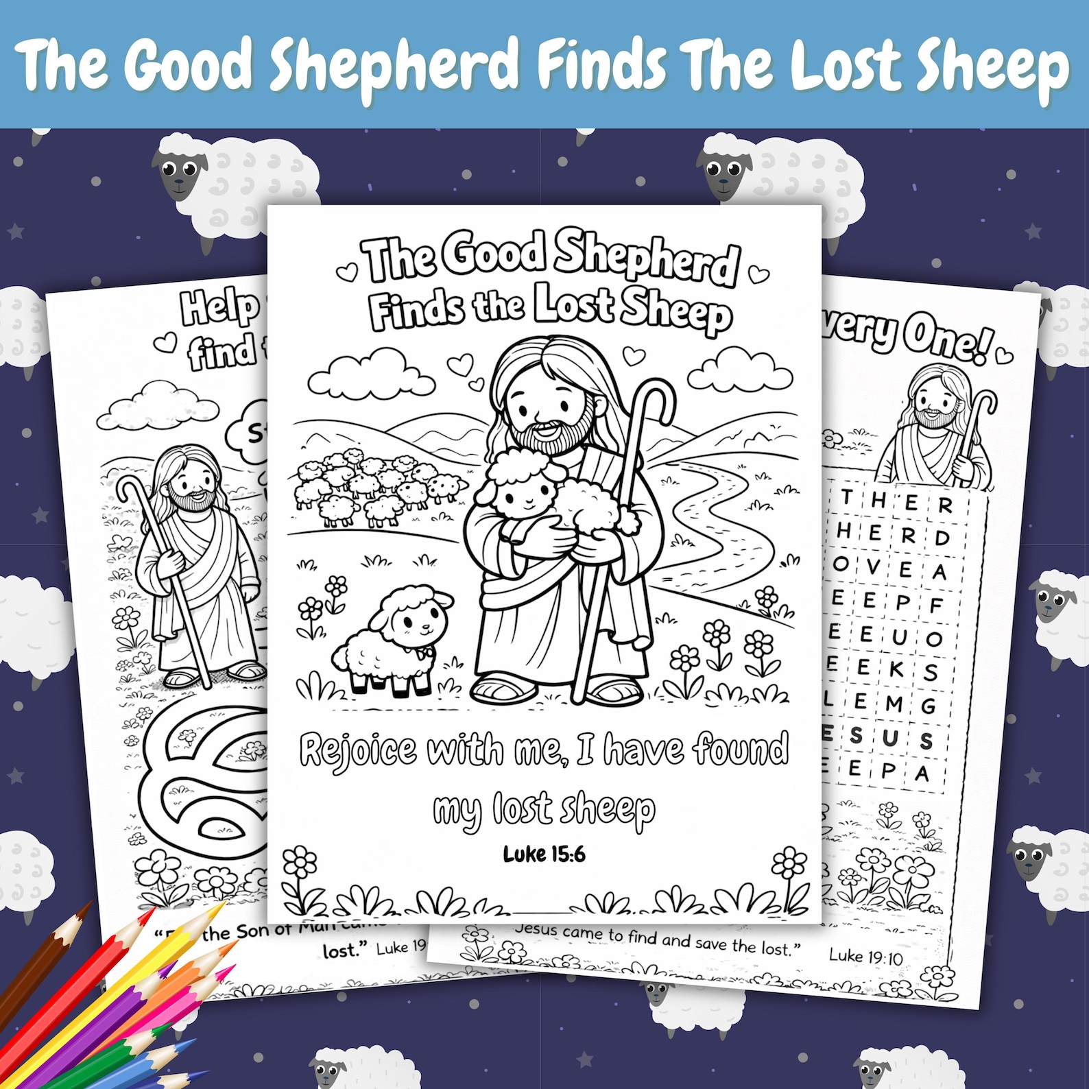 The Good Shepherd Sunday School Activity Sheets, Bible Lesson for Kids ...