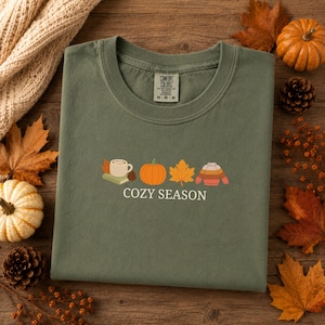 Cozy Season Shirt, Fall Book Lover, Pumpkin Season Tee, Pumpkin Patch Shirt, Fall Crewneck, Fall Coffee Lover Gift, Sweater Weather Shirt