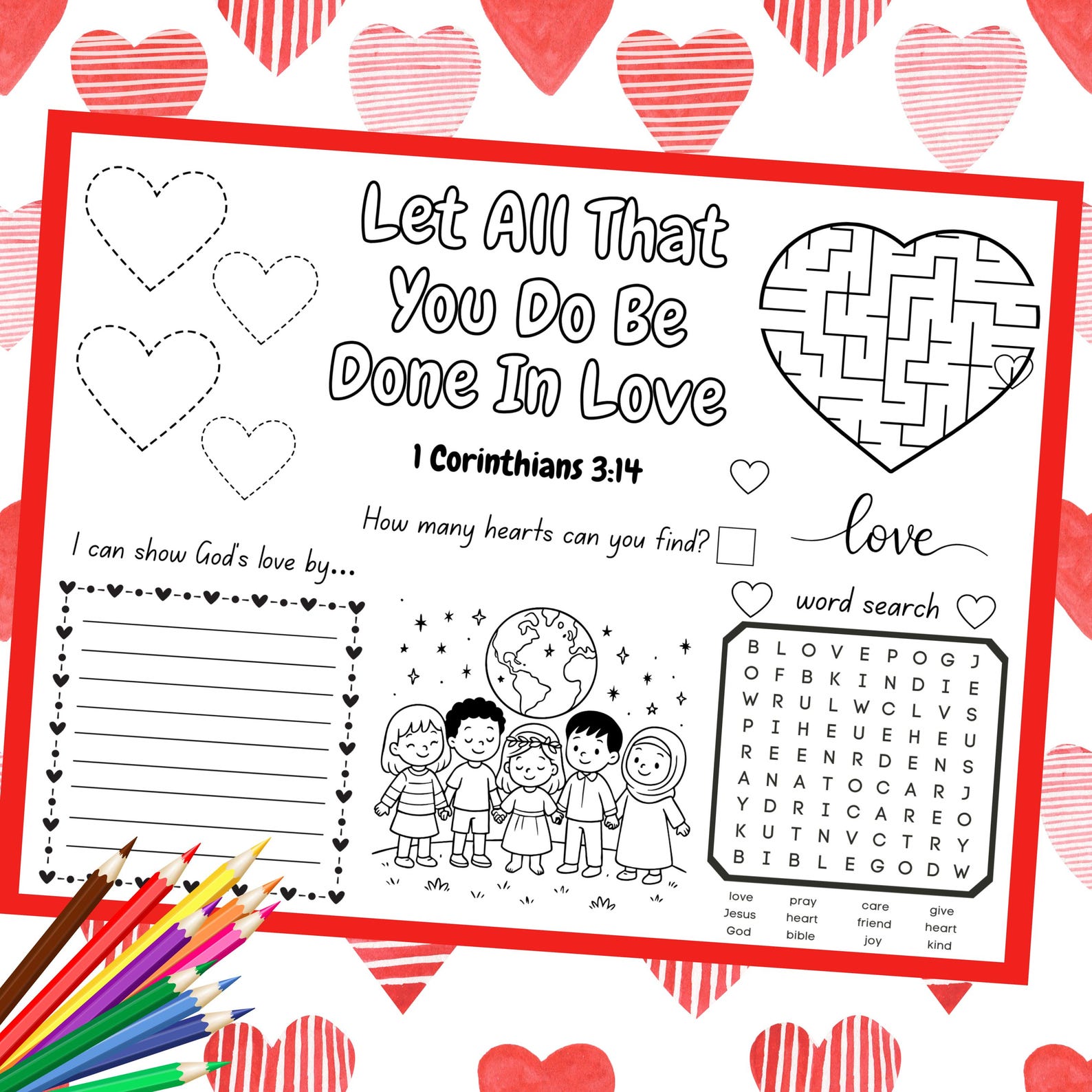 Christian Valentine Activity Sheet, Printable Bible Verse Coloring Page ...