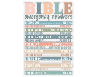 Números de emergencia de la Biblia, calcomanía cristiana, calcomanía de las Escrituras basadas en la fe, invoca a Dios, calcomanía para botella de agua de coche y portátil