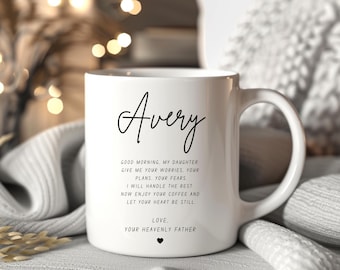 Personalisierte christliche Kaffeetasse, christlicher Freund Geschenk, auf Glauben basierender Becher, Versprechen von Gott, religiöses Geschenk, erhebender Becher, Inspirationsschale