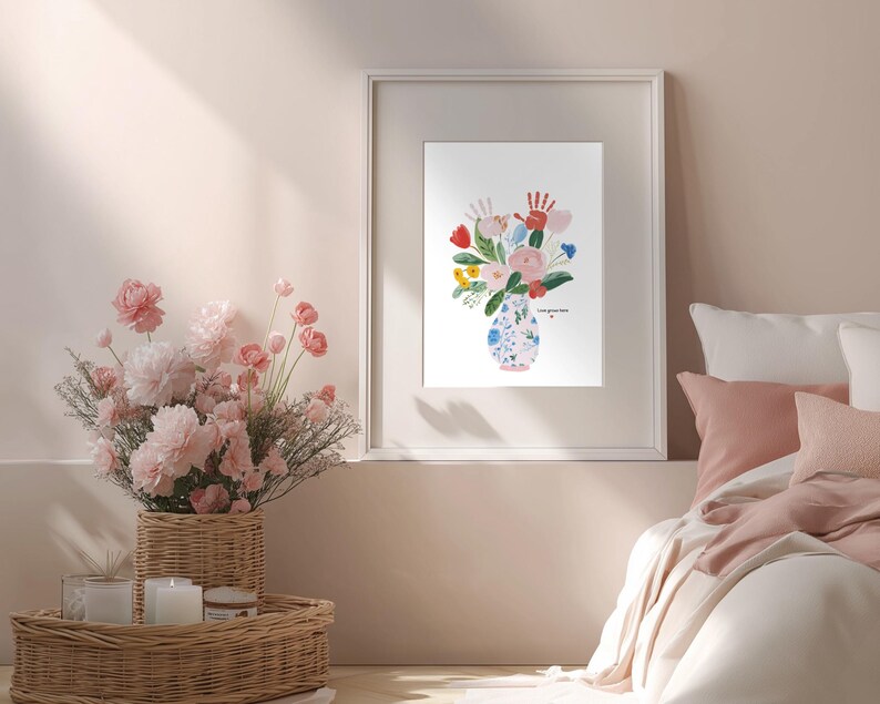 Love Grows Here Flower Handprint Craft Art, Mothers Day Gift From Kids ...