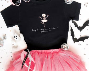 Camiseta cristiana de Halloween para niños pequeños, camiseta de bailarina de esqueleto "Dry Bones Come Alive" (tallas 2 a 5)