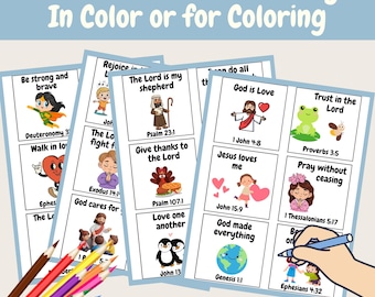 Memorização das Escrituras para Crianças, Cartões com Versículos Bíblicos para Imprimir, Cartões para Colorir das Escrituras, Flash Cards da Bíblia, Páginas Cristãs para Colorir