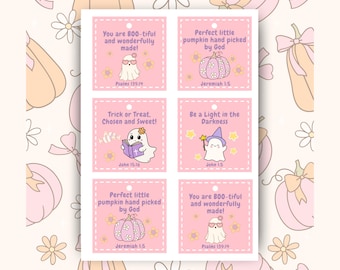 Christliche Kinder Halloween Tags I Druckbare Trick-or-Treat Schriftkarten - 2 Größen