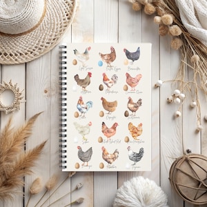 Chicken journal, farm journal, country notebook, gift for chicken owner, farm stationary, chicken stationary, chicken lover,  cute journal