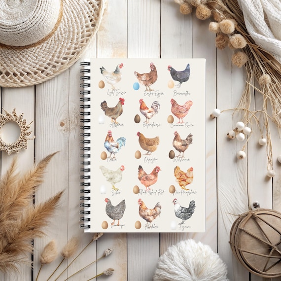 Chicken journal, farm journal, country notebook, gift for chicken owner, farm stationary, chicken stationary, chicken lover,  cute journal