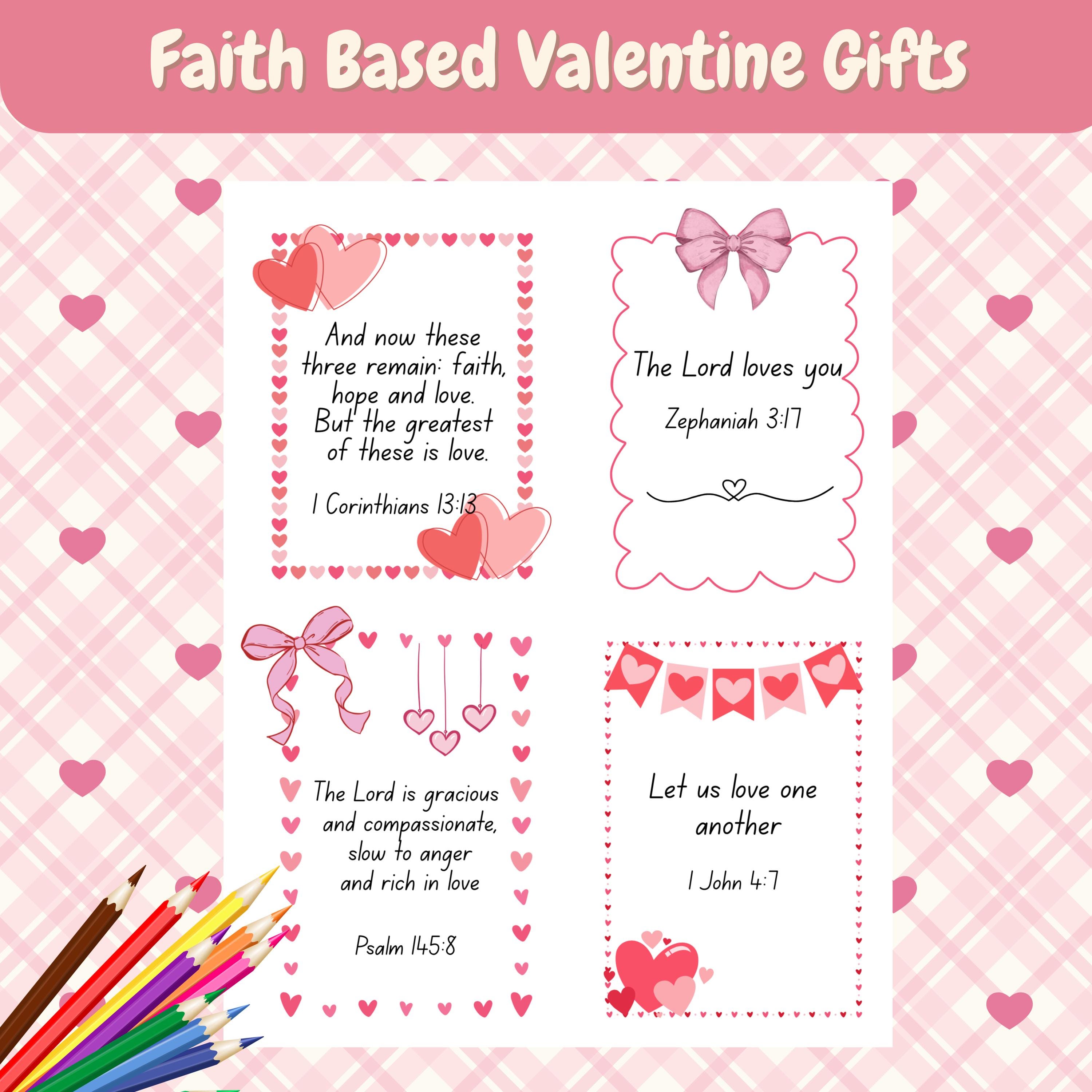 24 Christian Valentines Scripture Cards for Kids, Bible Verse Cards ...