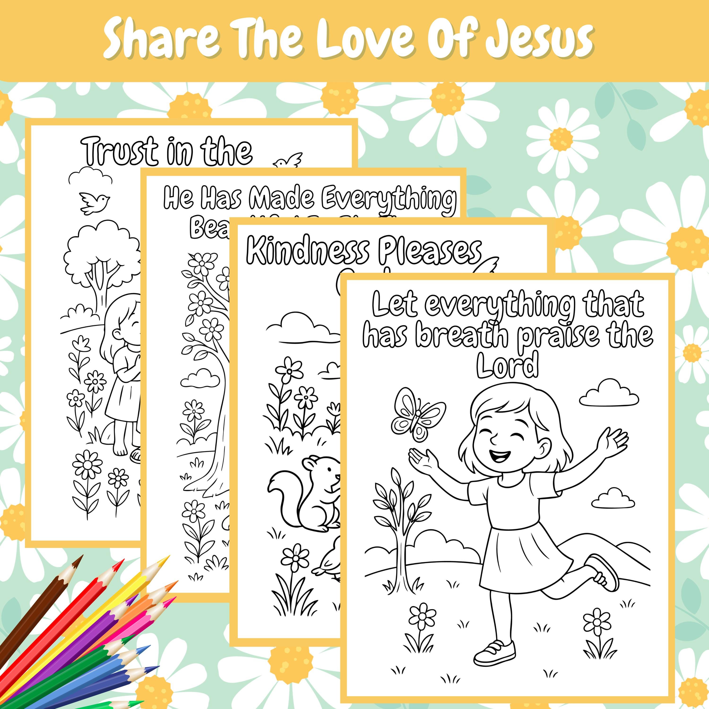 Spring Religious Coloring Pages Kids Spring Coloring Pages, Christian Bible Verses (PDF Printable - Etsy