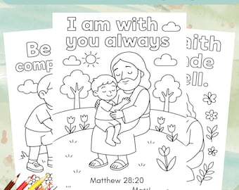 Bible Verse Coloring Pages for Kids, Scripture Color Activity Sheet, Sunday School Activity, Christian Homeschool Printable, Jesus Coloring