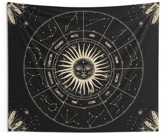 Witchy Astrology Star Map Wall Tapestry, Zodiac Tapestry, Tarot Tapestry, Moon Tapestry, Custom Tapestry, Gothic Tapestry, Constellation Map