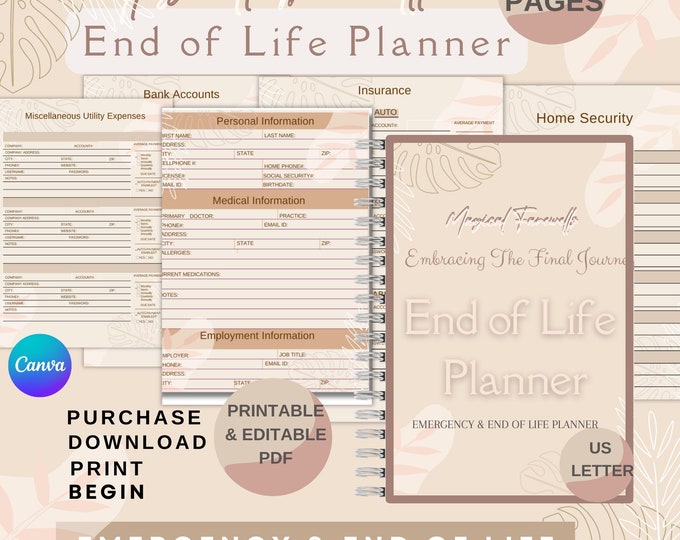 Magical Farewells End of Life Planner Editable &amp; Printable, Final Family Wishes Organizer PDF ...